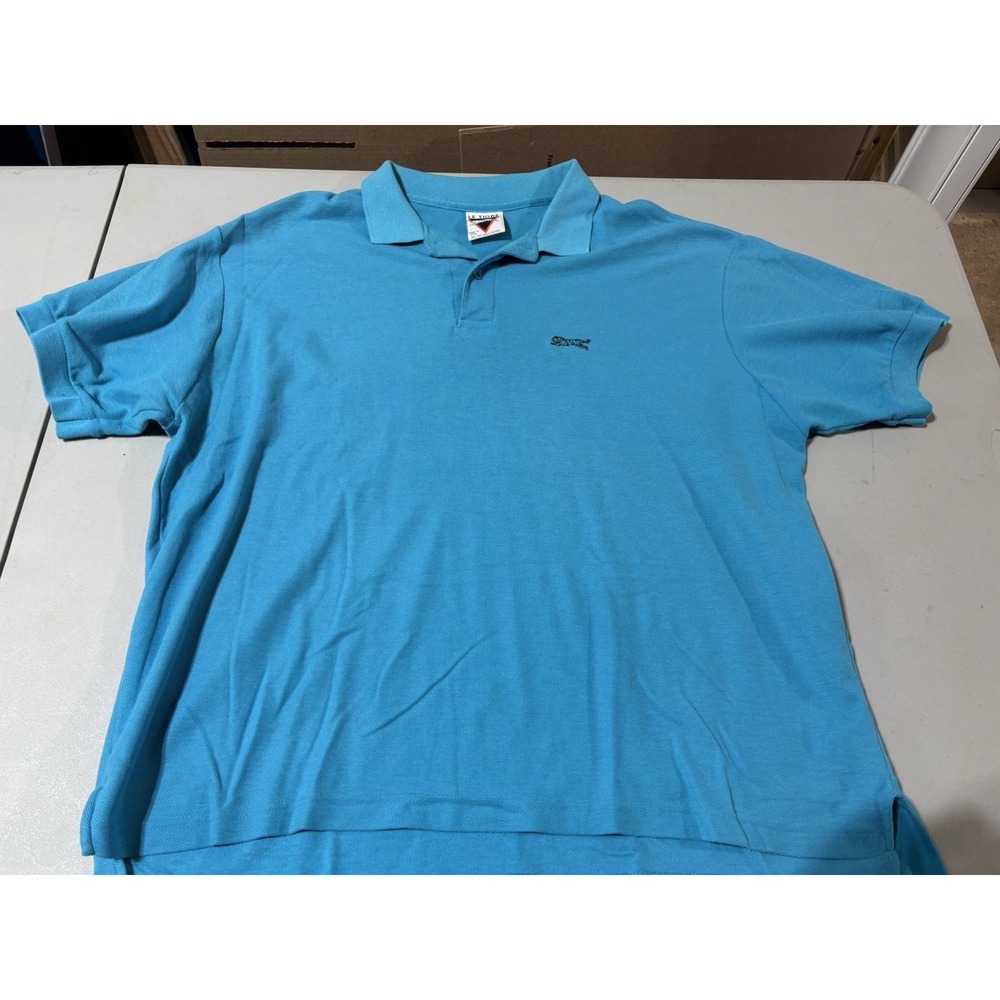 Vintage Le Tigre Polo Shirt Mens XL Blue Collared Short Sleeve Pique Cotton‎ 90s